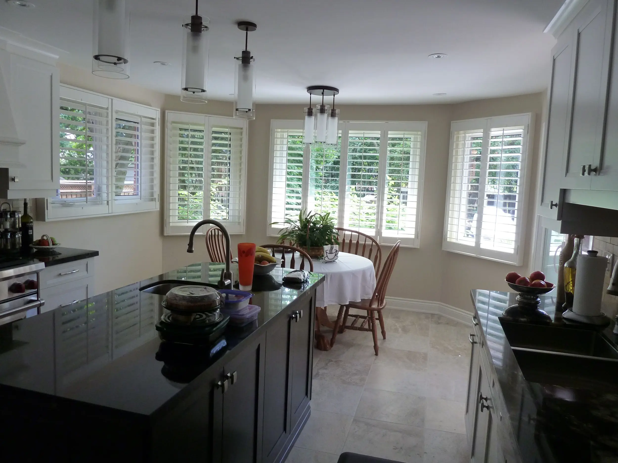 white shutters in kitchen