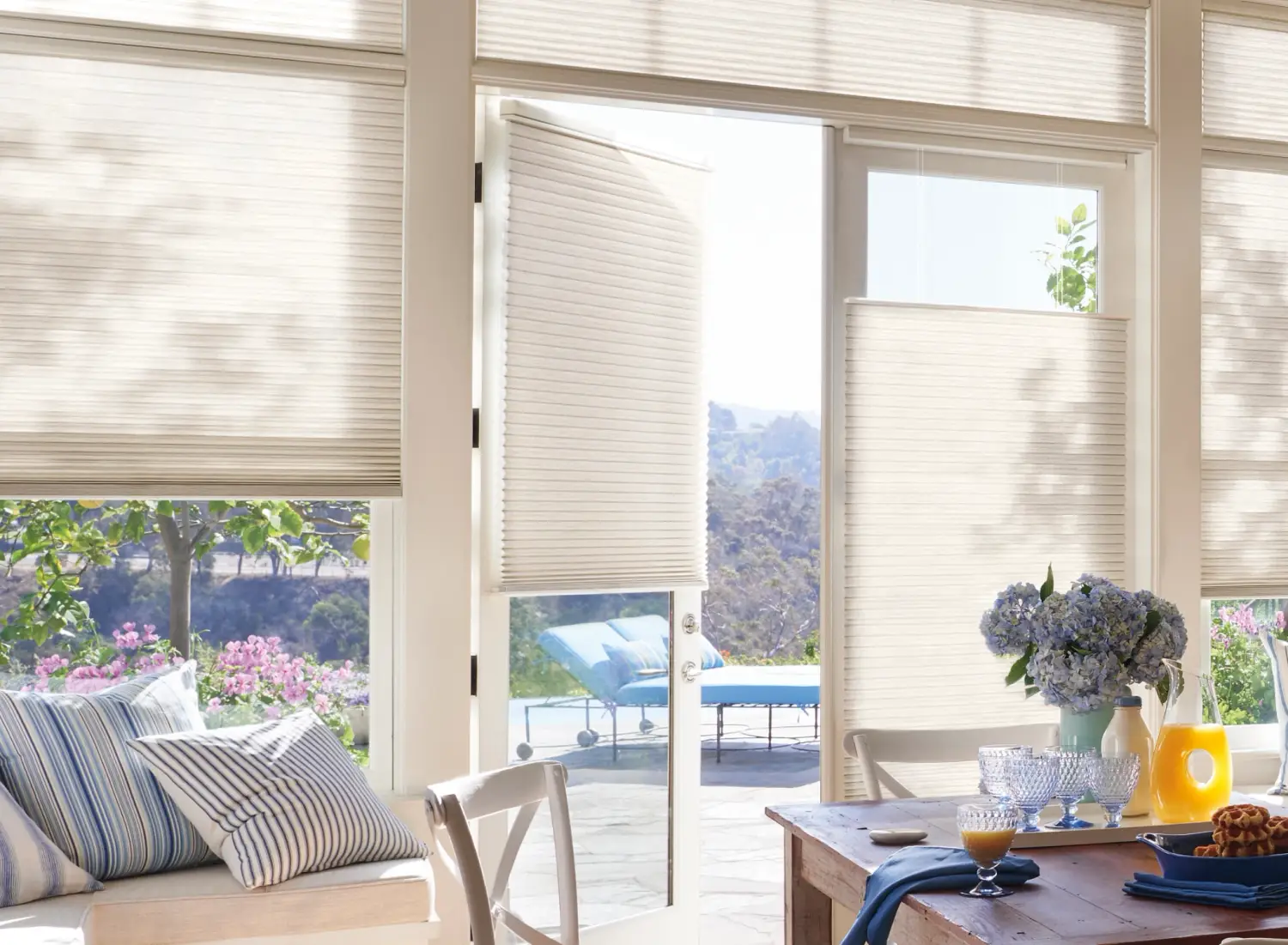 top down bottom up cellular shades in sunny breakfast nook