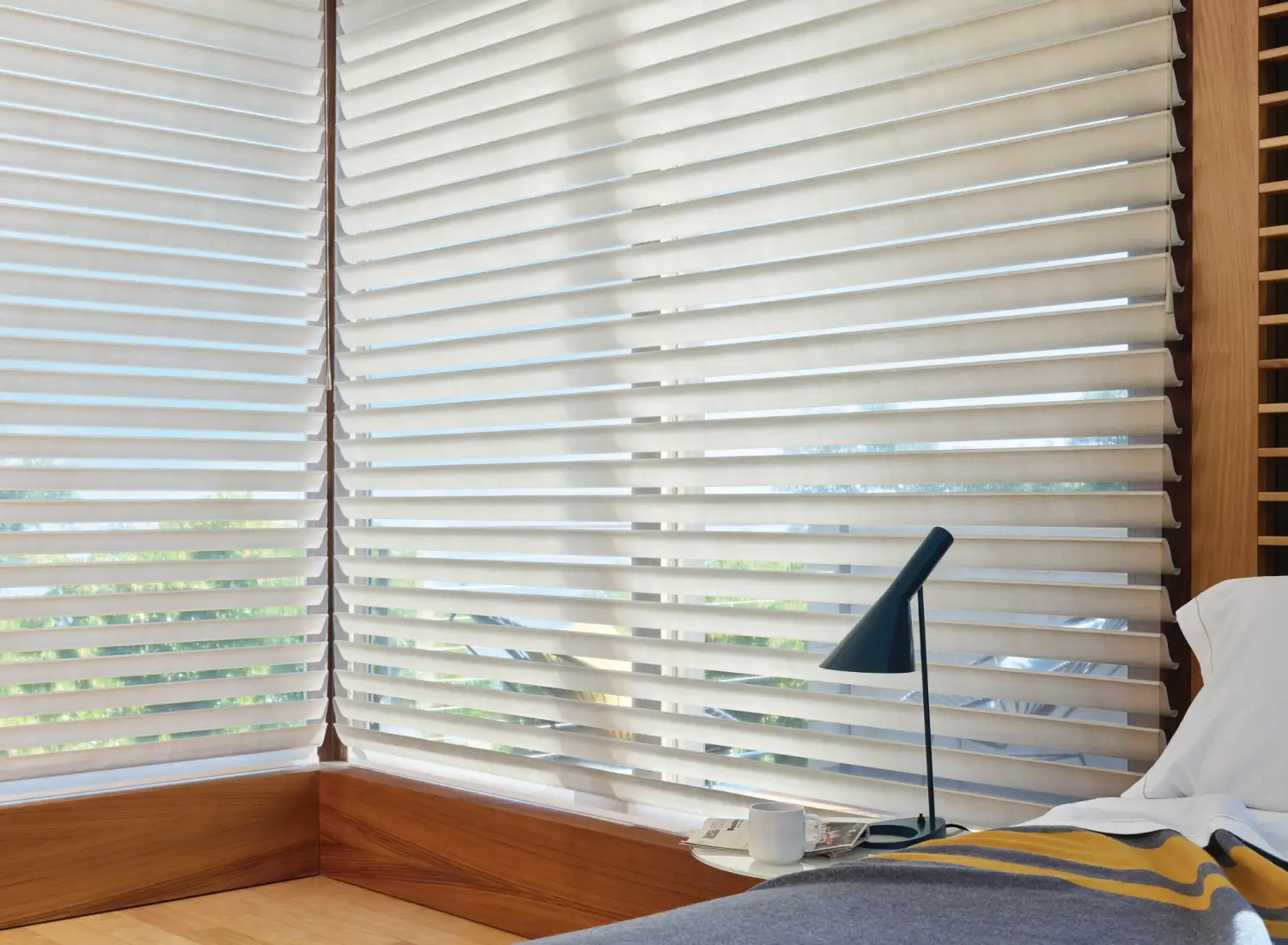 custom fabric blinds bedroom window