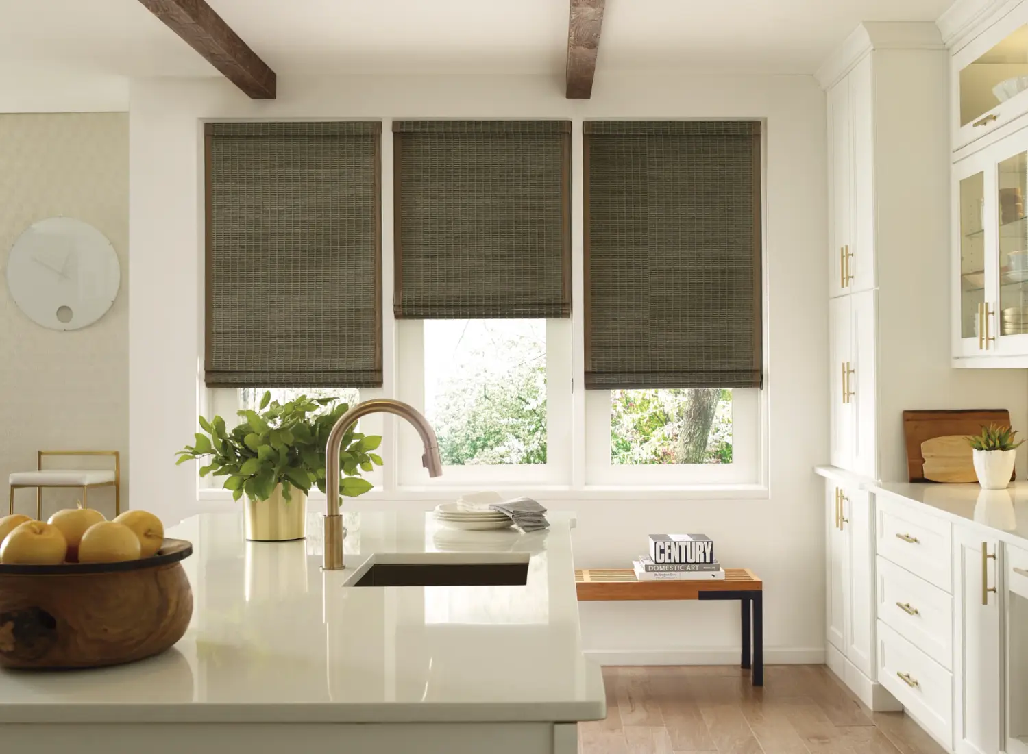 custom bamboo blinds farmhouse style kitchen